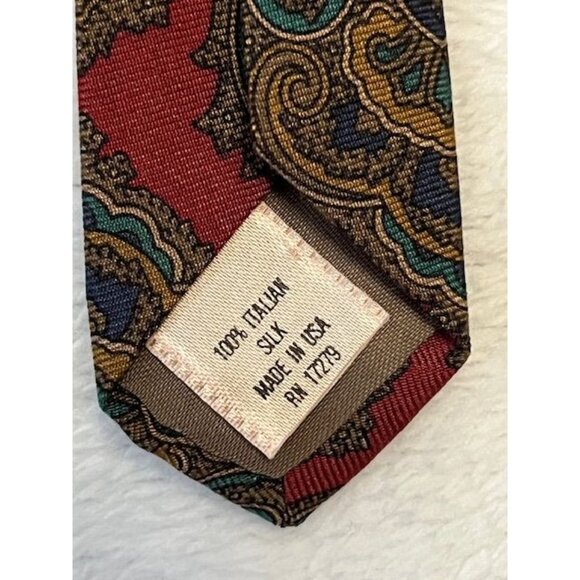 VTG Rohde Royce Paisley Silk Tie – 100% Italian Silk – Burgundy Blue Gold – 54" - Picture 4 of 5